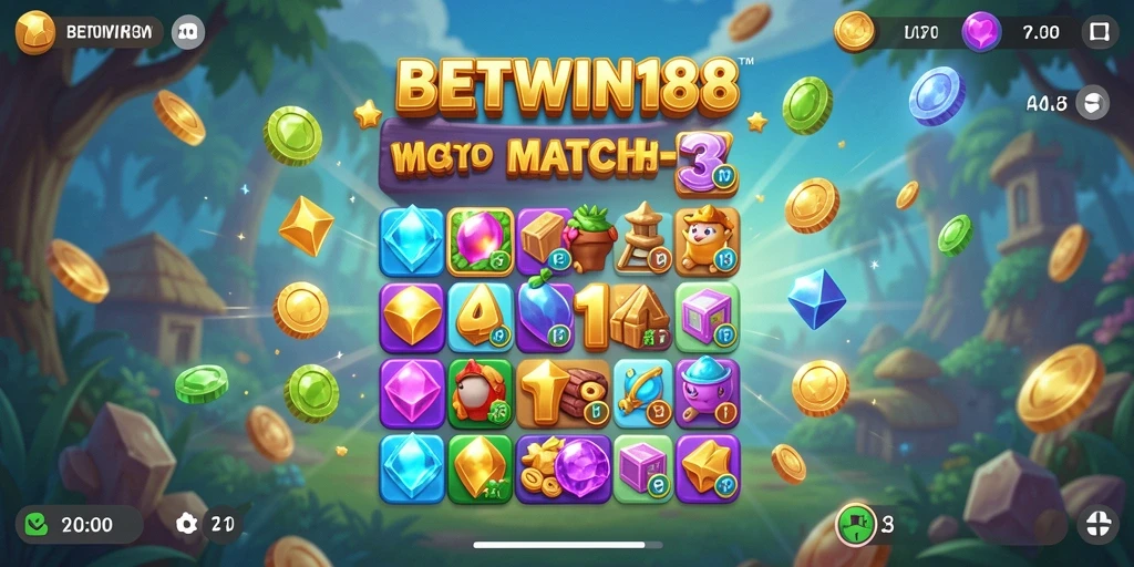 Tangkapan layar BETWIN188 menampilkan momen seru permainan Match-3.