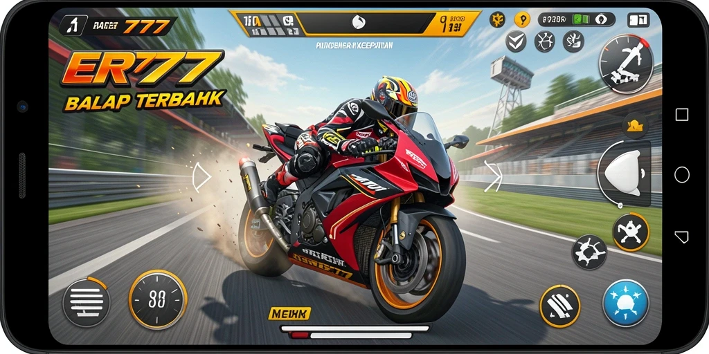 Tampilan gameplay seru dalam balapan motor di ER777.