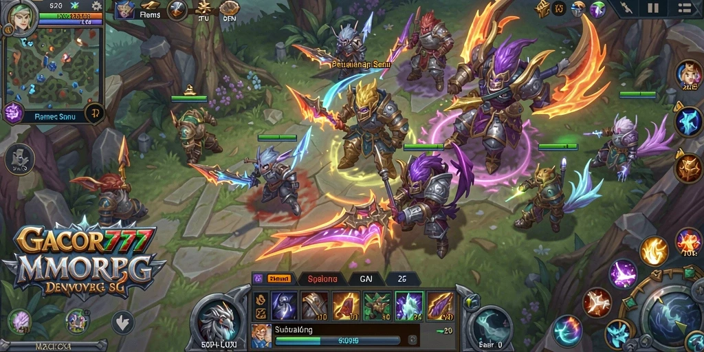 Screenshot GACOR777 menampilkan aksi seru dalam pertempuran MMORPG.