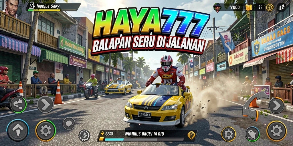 Screenshot HAYA777 menampilkan mobil balap yang melaju kencang di trek yang menantang.