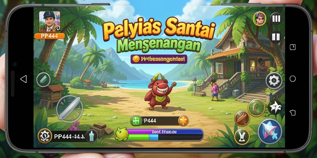 Screenshot utama PP444 menampilkan gameplay yang menyenangkan dan penuh warna.