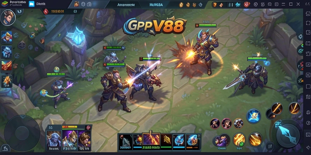 Tangkapan layar gameplay PPV88 menampilkan aksi seru di arena pertempuran MOBA.