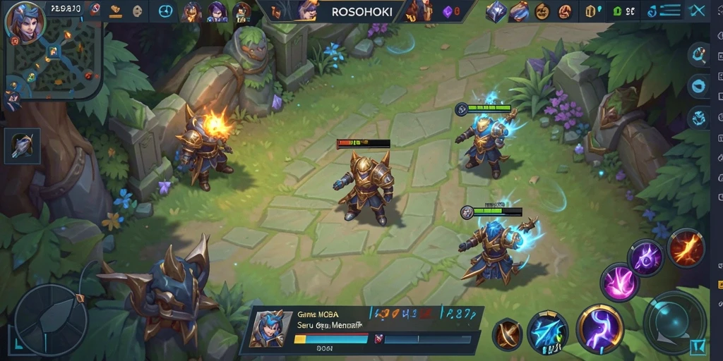 Screenshot gameplay seru ROSOHOKI dengan aksi pertarungan tim.